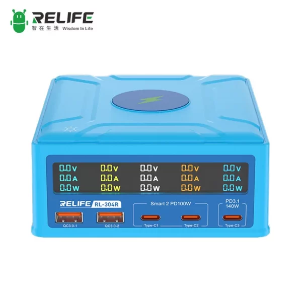 RELIFE RL 304R Multi port GaN Charger for Phone Tablets Laptops Intelligent Power Distribution 15W Wireless